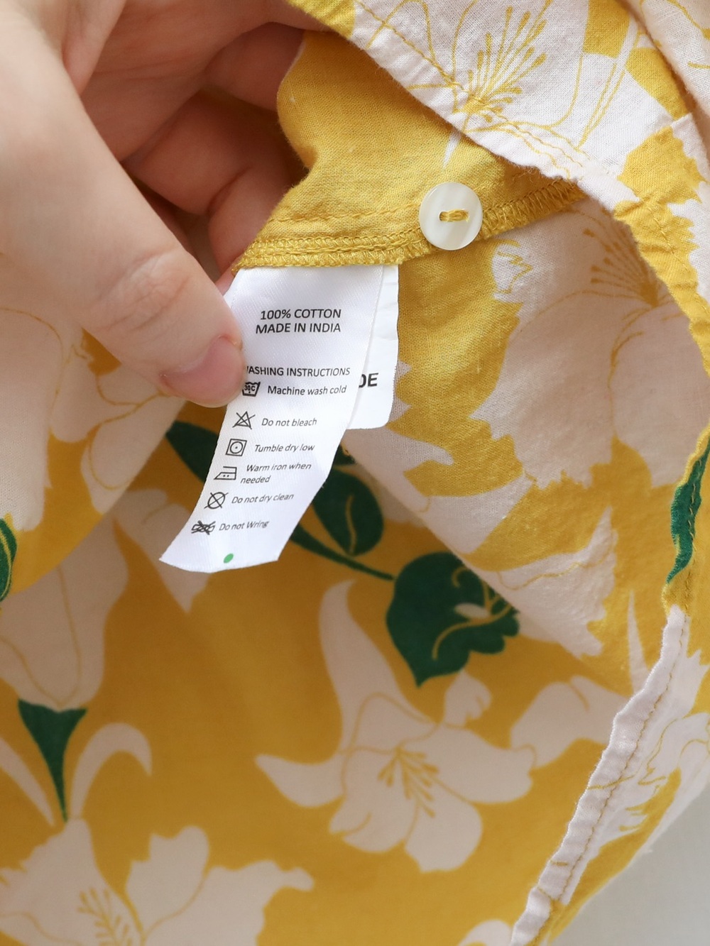 All About You yellow floral Peasant Top Bohemian Blouse 100% cotton Medium M - Picture 8 of 9
